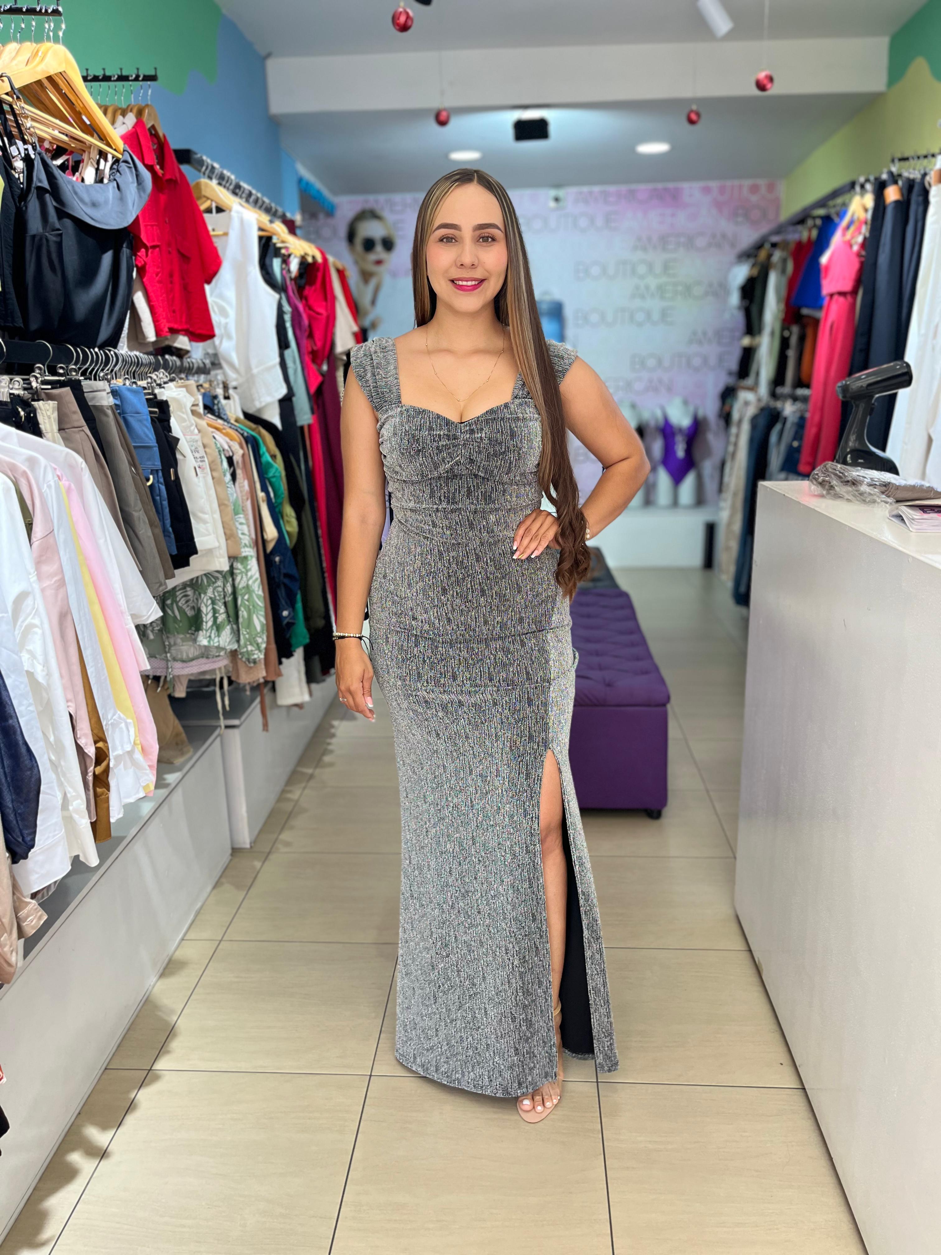 VESTIDO GALA BRILLANTE NEGRO